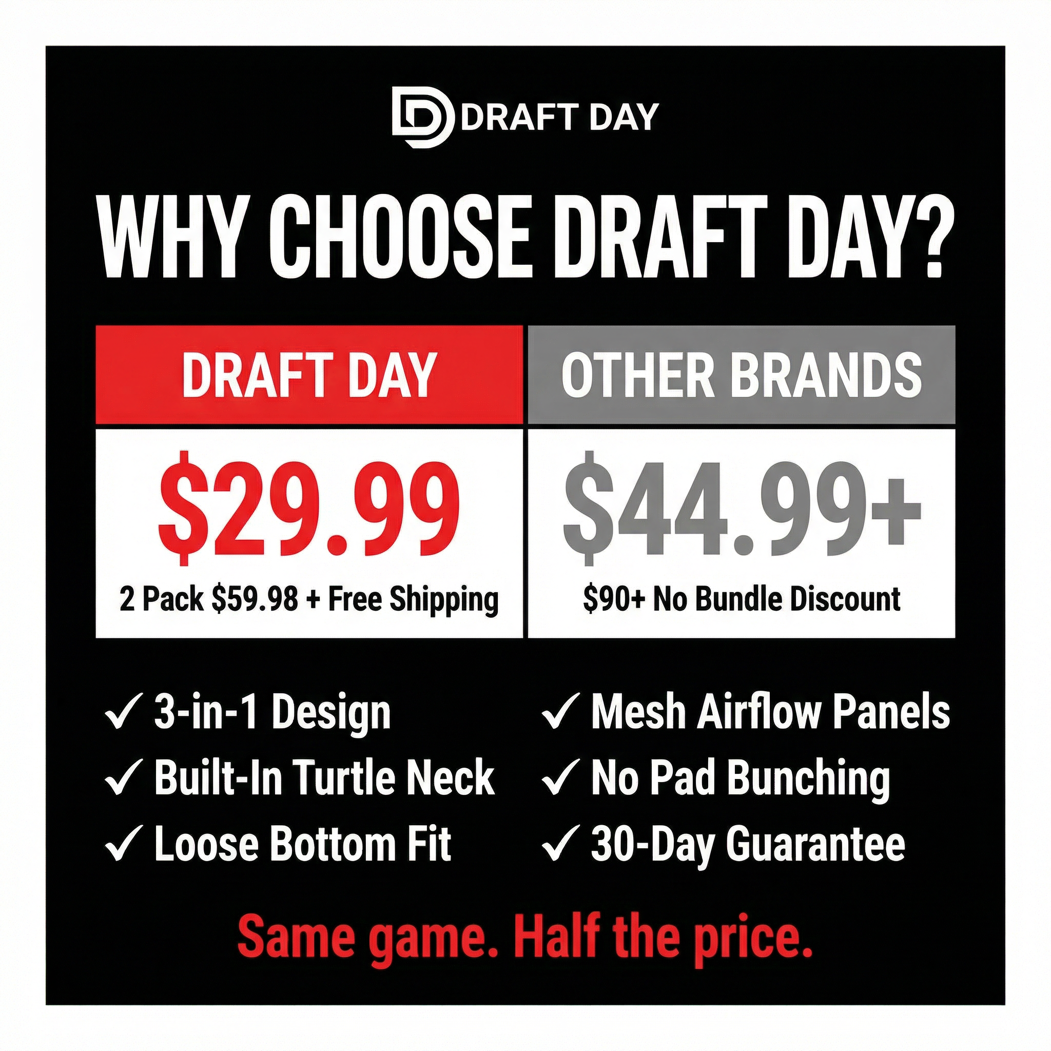 3-in-1 Football Turtleneck Compression Shirt - Sleeveless